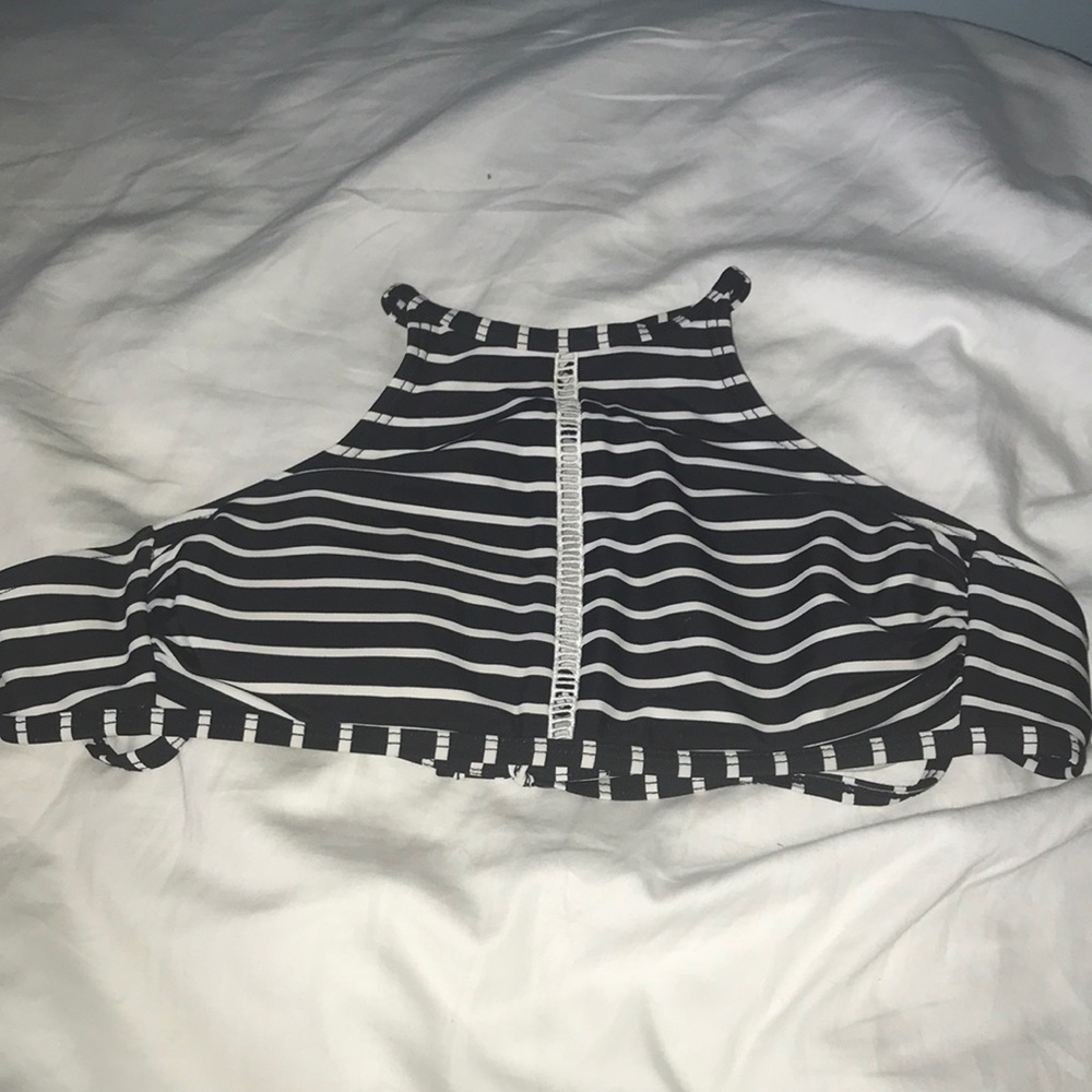 Black and white halter top bikini